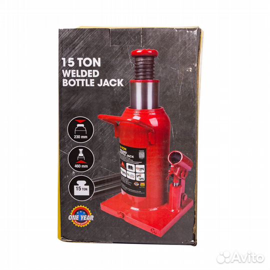 Домкрат бутылочный 15т с клапаном (высота подхвата