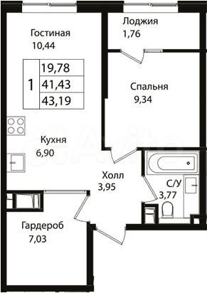 1-к. квартира, 41,4 м², 15/18 эт.