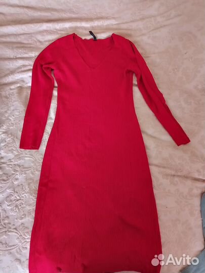 Платье трикотажное женское лапша красное, р 48-50