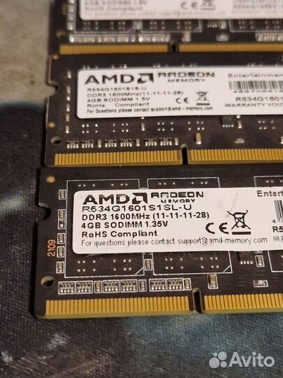 Озу для ноутбука DDR3 4Gb