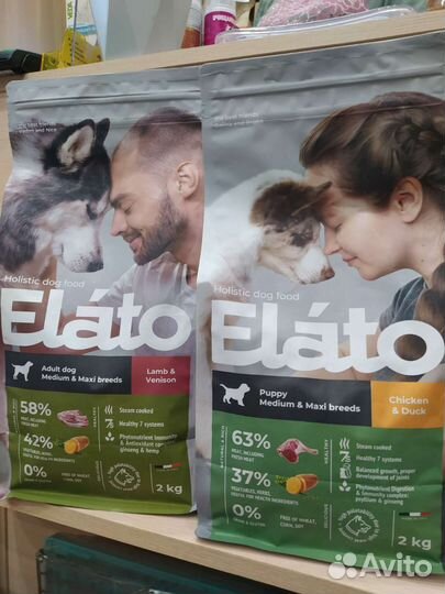 Корм Элато для собак пачки по 2 кг