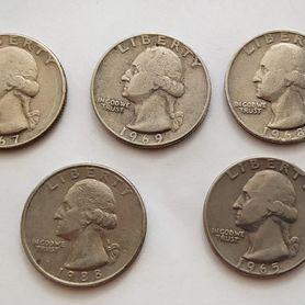 Монеты 25 центов Quarter 1965,1967,1968,1969