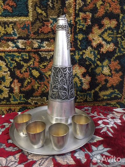 Мельхиоровый коньячный набор