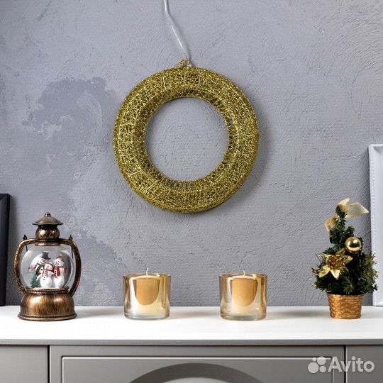 Светодиодная фигура 'Венок' 30 см, металл, батарей