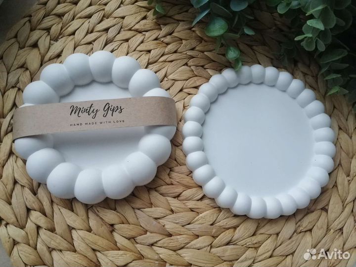 Поднос из гипса/подсвечник/подарок/подставка