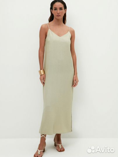 Платье сарафан сорочка миди летнее лен