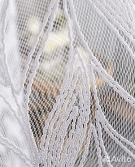 Тюль Дентель колосья холодный белый