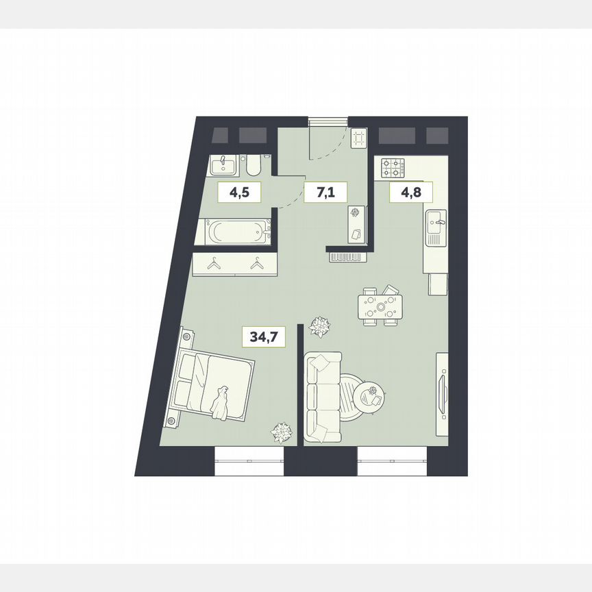 1-к. квартира, 51,1 м², 10/27 эт.