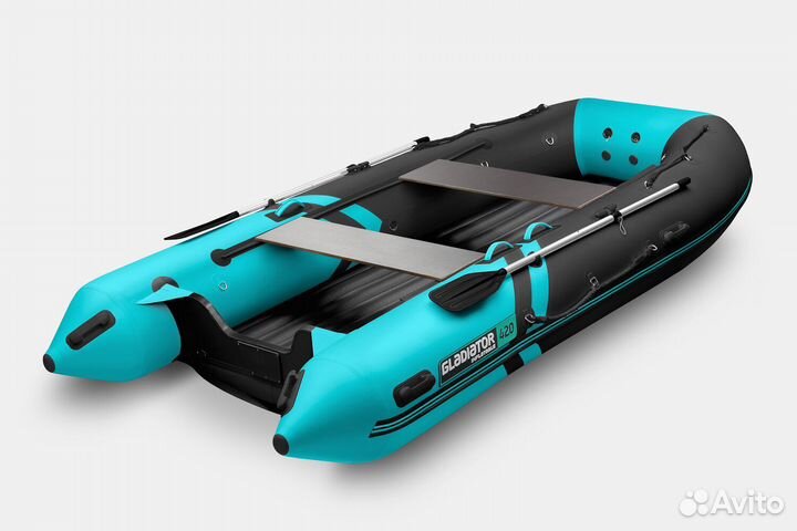 Надувная лодка gladiator E420S Черно-бирюзовая