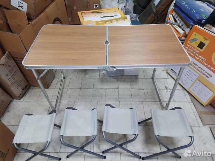 Стол туристический складной 120см коричневый