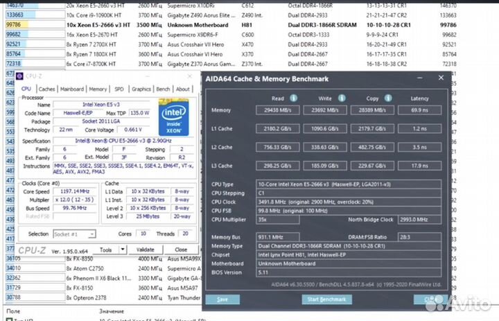 Комплект intel Xeon E5 2666 v3 X99 пк 16гб DDR4