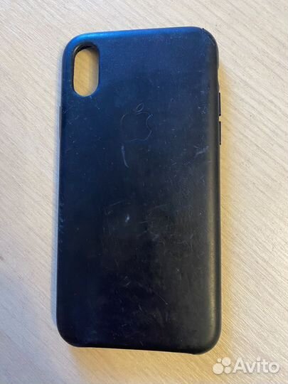 Чехол apple leather case iPhone XS синий кожаный