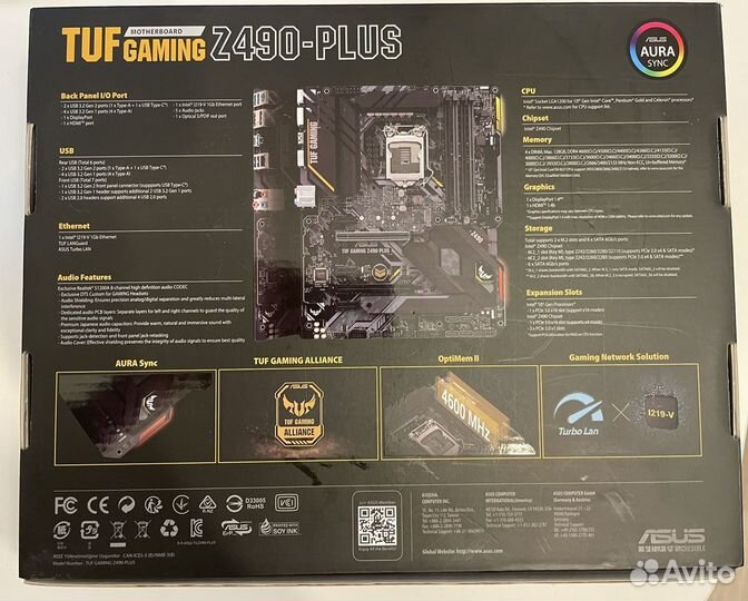 Комплект asus TUF gaming Z490/i5 10400f/32 GB DDR4