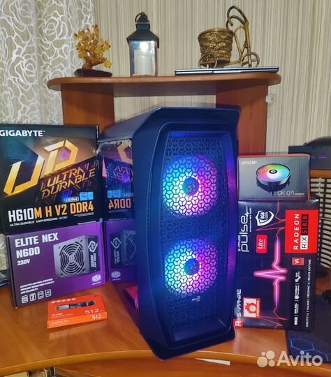 Новый игровой пк Intel Core10100f + Sapphire RX570