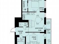 2-к. квартира, 58,2 м², 4/12 эт.