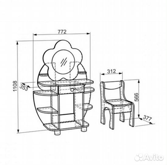 Детский туалетный столик