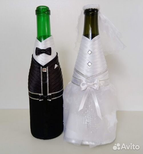 Съёмное украшение на свадебное шампанское