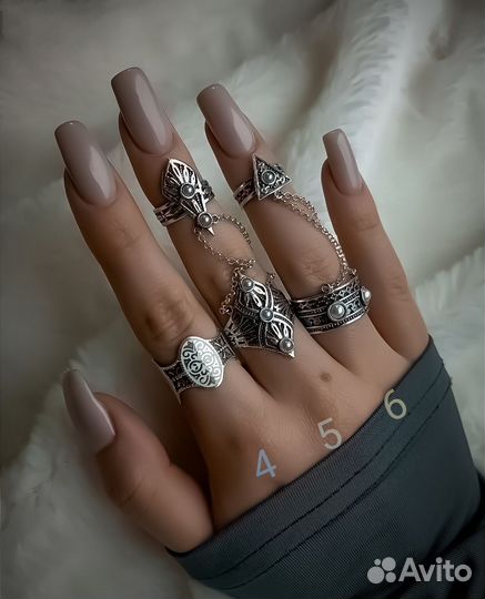 Серебряные кольца на весь палец браслет слейв