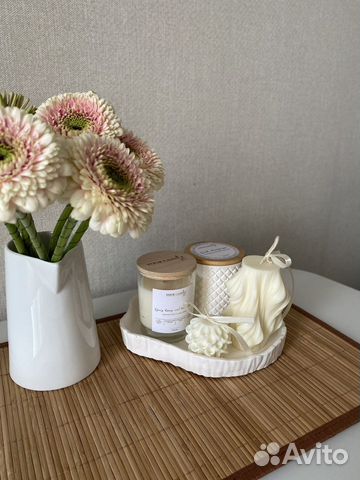 Свечи восковые ароматические и декор из гипса