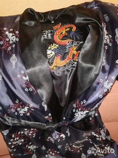 Кимано Унисекс Шелк Двухсторонее Синее+ Черное