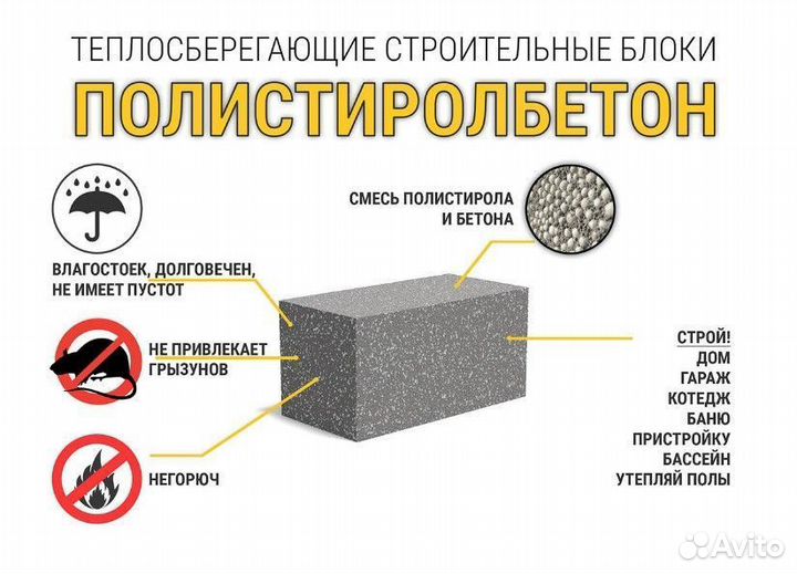 Блок строительный полистиролбетон