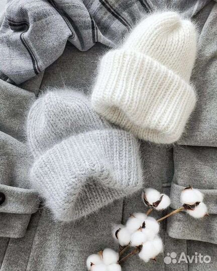 Шапка и варежки пух норки