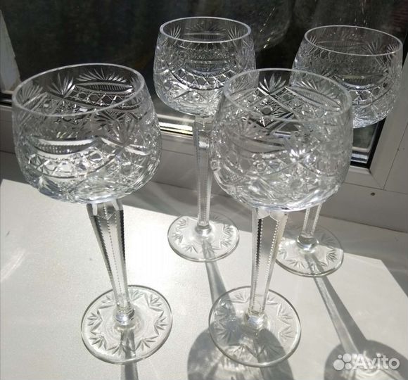 Ваза Чехия. Снежинка.Фужер ГДР