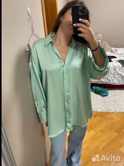 Атласная блуза zara s