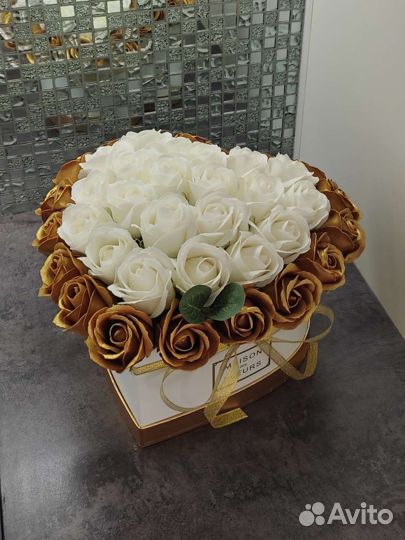 Цветы.Сердце.Розы 33 шт. Мыльные розы