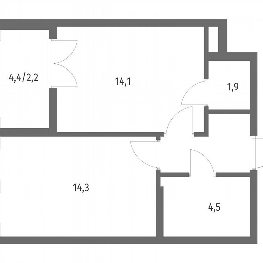 1-к. квартира, 40,9 м², 2/8 эт.