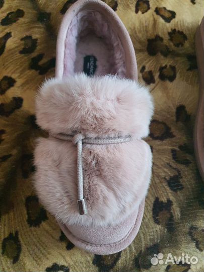 Лоферы из натуральной замши,с натуральным мехом