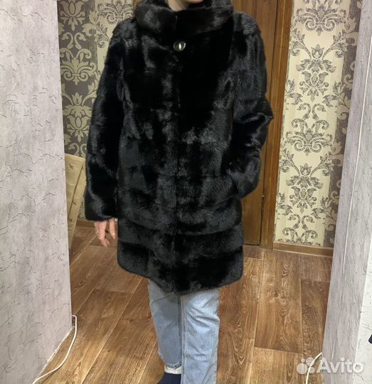 Шуба норковая с капюшоном