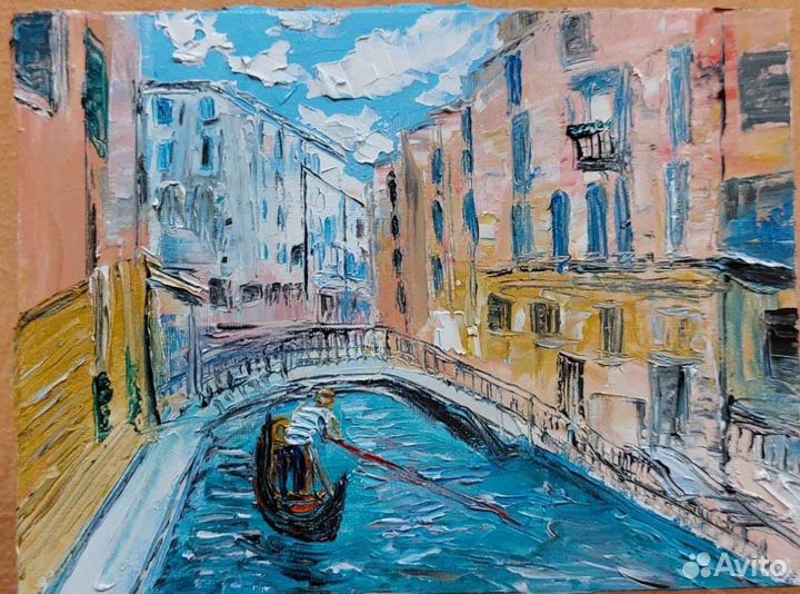 Картина маслом ручная работа городской пейзаж