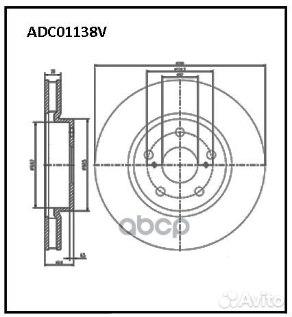 Диск тормозной вентилируемый перед ADC01138V