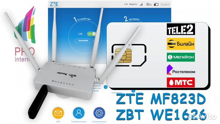 Роутер ZBT WE1626 + ZTE MF823D