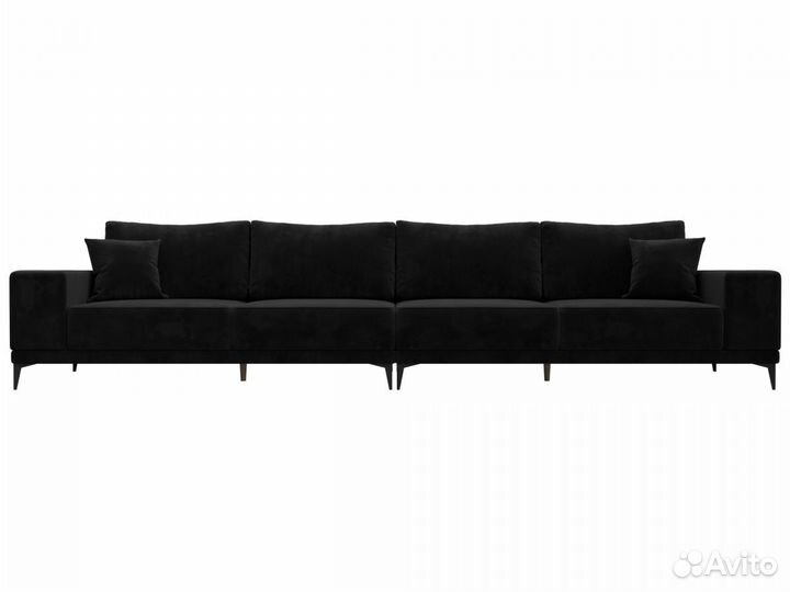 Диван прямой Льюес Лонг, велюр, черный. Москва