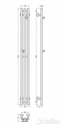 Водяной полотенцесушитель Сунержа Терция PRO 1500x100 матовый белый арт. 30-0444-1510