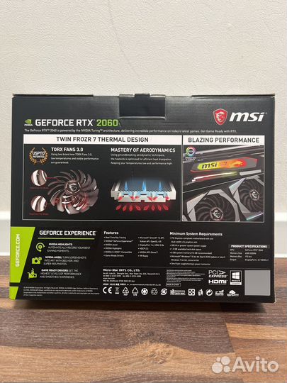 Видеокарта MSI RTX 2060 Gaming