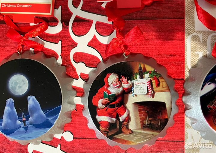 Коллекционный набор 4 елочные игрушки Кока-кола