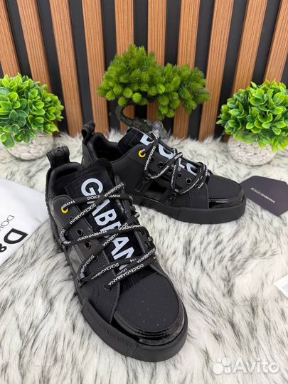 Кеды мужские Dolce Gabbana DG кожаные чёрные