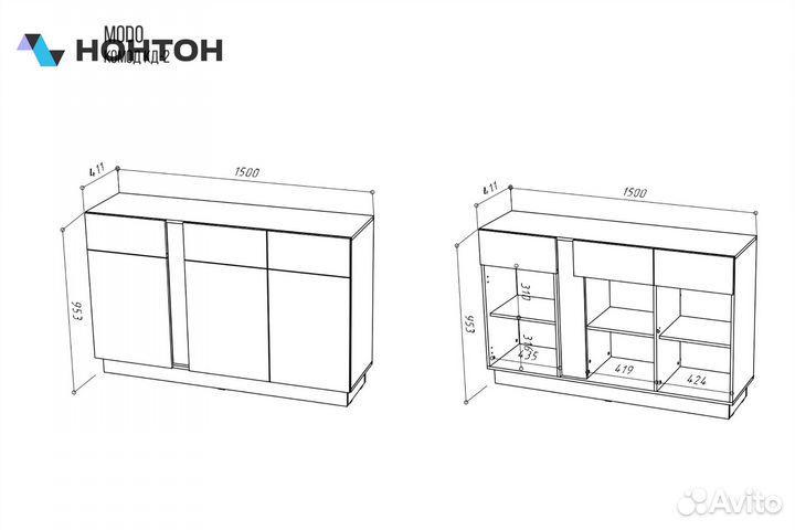 Комод modoкд-2 артизан / чёрныйматовый