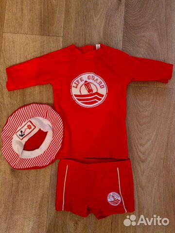 Красный пляжный купальный костюм для малыша 6-12 м