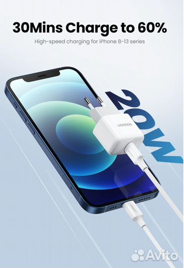 Компактное зарядное устройство Ugreen 20 Вт