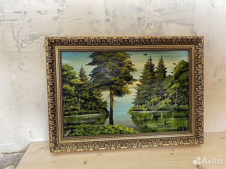 Картина. Живопись в раме. Масло. Декор. Лес
