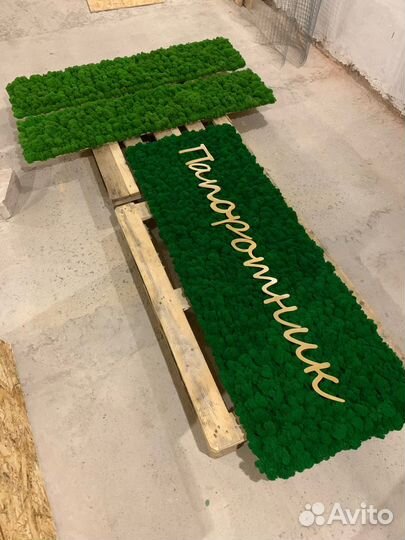 Логотип панно из стабилизированного мха