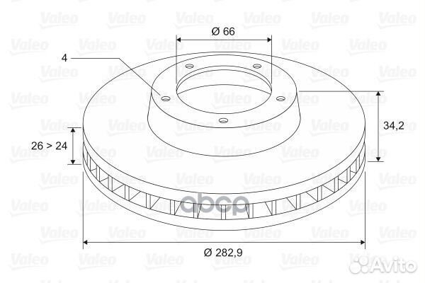 Диск тормозной Перед LCV 297693 Valeo