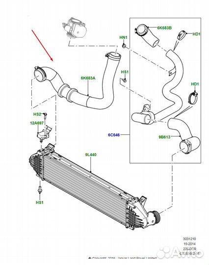 LR066436 Патрубок шланг LR024304