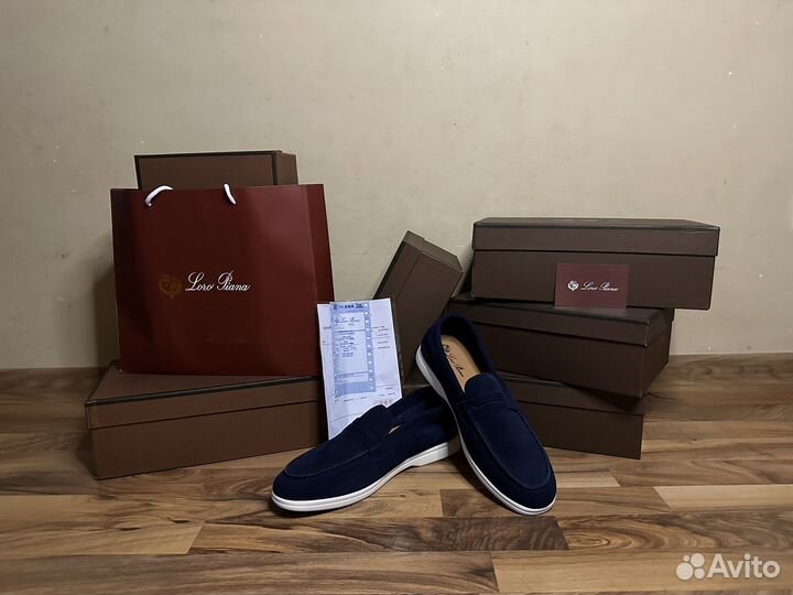 Лоферы замшевые loro piana синие