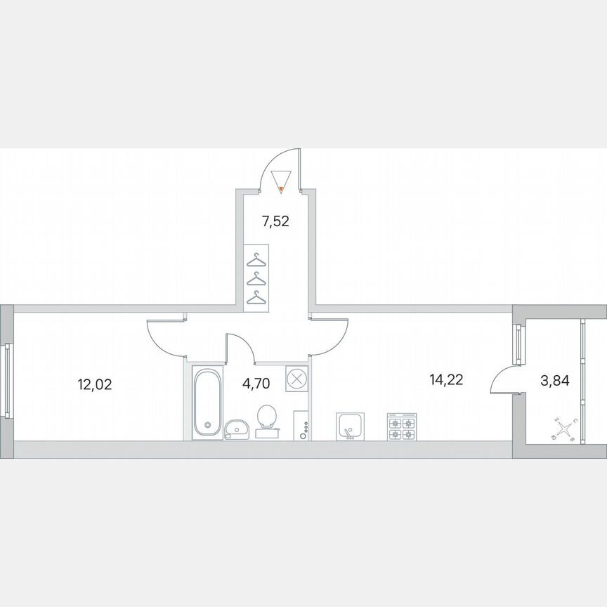 1-к. квартира, 40,4 м², 1/8 эт.