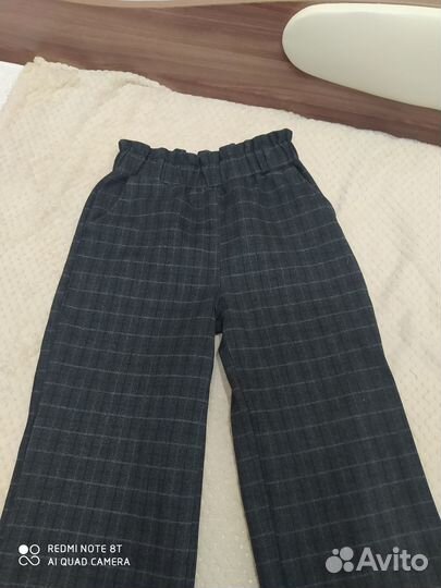Брюки в клеточку для девочки на флисе